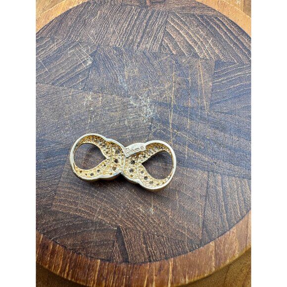 Gold Plated Cubic Zirconia Crystal Bow Slider Pendant - Picture 4 of 7